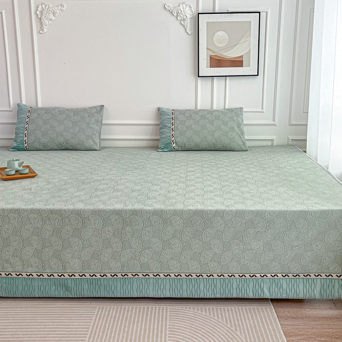 91家纺网 家纺一手货源 找家纺 手艺人家纺 2025新款雪尼尔提花复合炕盖榻榻米炕垫 XK3723绿