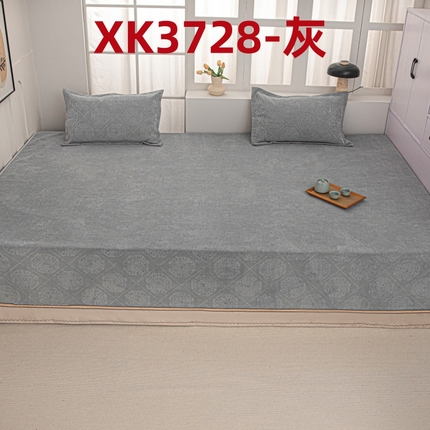 91家纺网 家纺一手货源 找家纺 手艺人家纺 2025新款雪尼尔提花复合炕盖榻榻米炕垫 XK3728灰