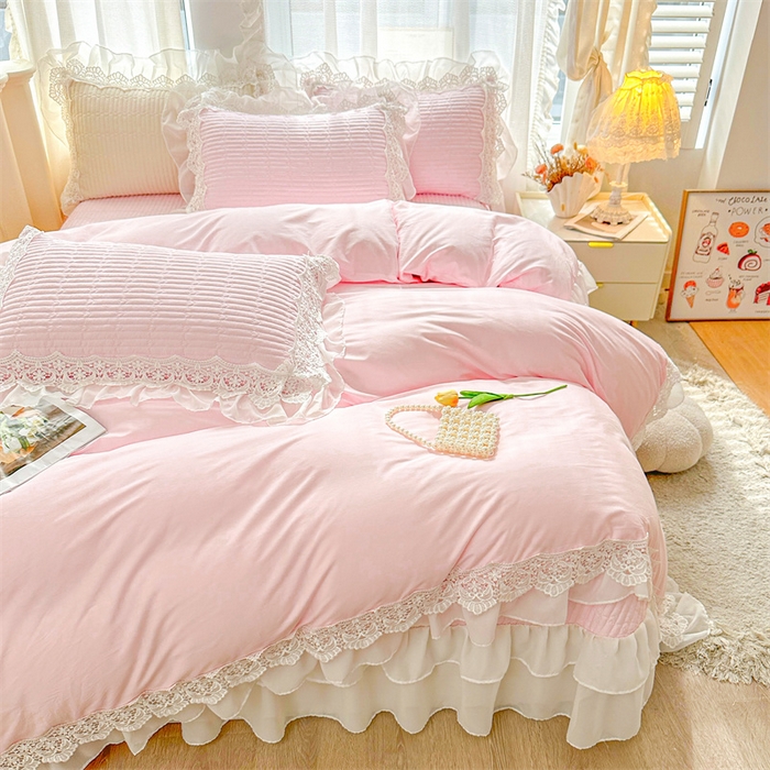 91家纺网 家纺一手货源 找家纺 虹星家纺 2024新款A类全棉夹棉床盖四件套-洛香忆梦 洛香忆梦-樱花粉