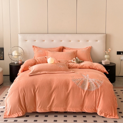 91家纺网 家纺一手货源 找家纺 新方向 2025新款全消光A类牛奶绒四件套-公主请开心2 公主请开心-桃玉