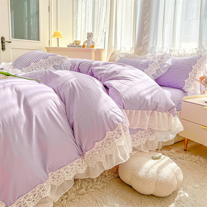 91家纺网 家纺一手货源 找家纺 虹星家纺 2024新款A类全棉夹棉床盖四件套-洛香忆梦 洛香忆梦-优雅紫