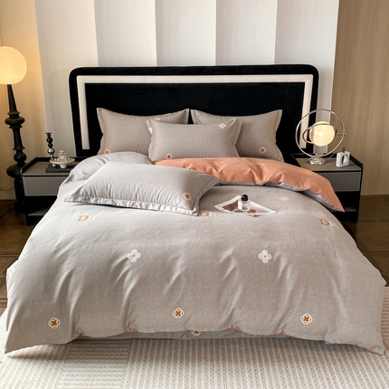 大吉  2025新款加厚活性喷气磨毛棉四件套被套床单床笠学生单人三件套蒂娜