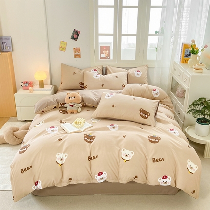 91家纺网 家纺一手货源 找家纺 （总）2024直播热款水洗云朵棉四件套美式碎花简约风床单单品单被套 