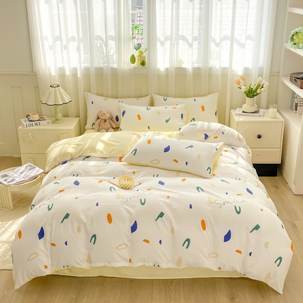91家纺网 家纺一手货源 找家纺 （总）2024直播热款水洗云朵棉四件套美式碎花简约风床单单品单被套 
