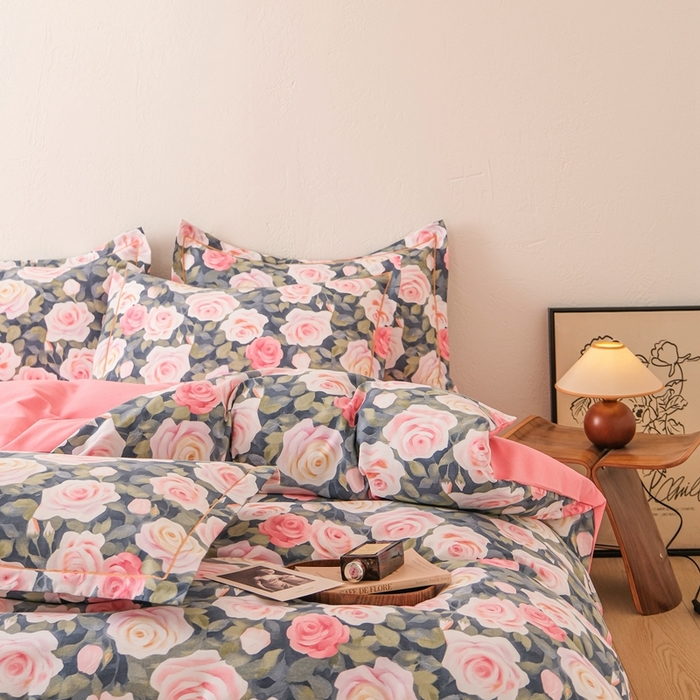 91家纺网 家纺一手货源 找家纺 萌宝老粗布 2025新直播加厚全棉活性磨毛四件套蔷薇庄园