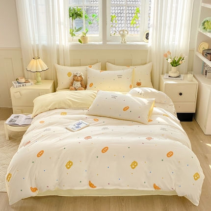 91家纺网 家纺一手货源 找家纺 （总）2024直播热款水洗云朵棉四件套美式碎花简约风床单单品单被套 