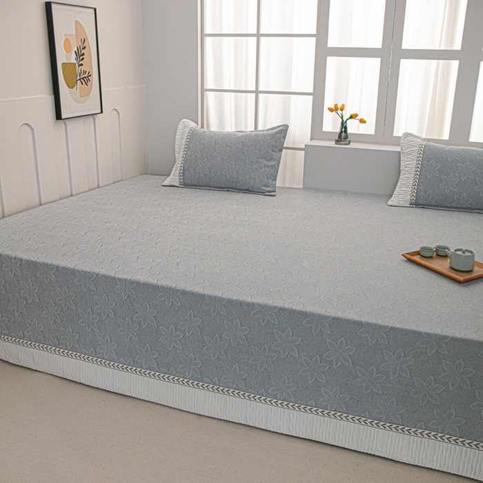 91家纺网 家纺一手货源 找家纺 手艺人家纺 2025新款雪尼尔提花复合炕盖榻榻米炕垫 XK3725灰