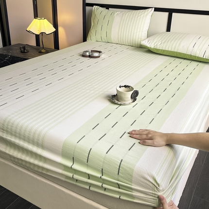 雅居纺家纺 2024新款100%全棉提花单床笠-如初 如初-绿