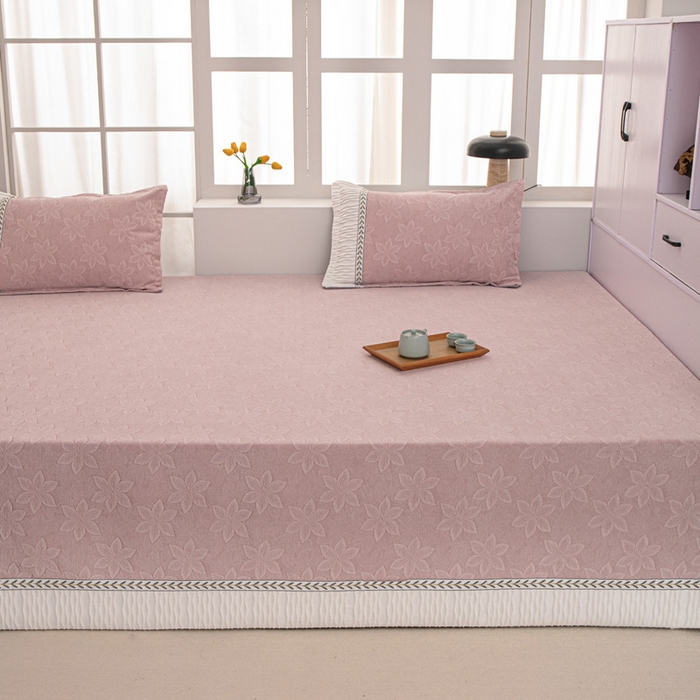 91家纺网 家纺一手货源 找家纺 手艺人家纺 2025新款雪尼尔提花复合炕盖榻榻米炕垫 XK3725粉