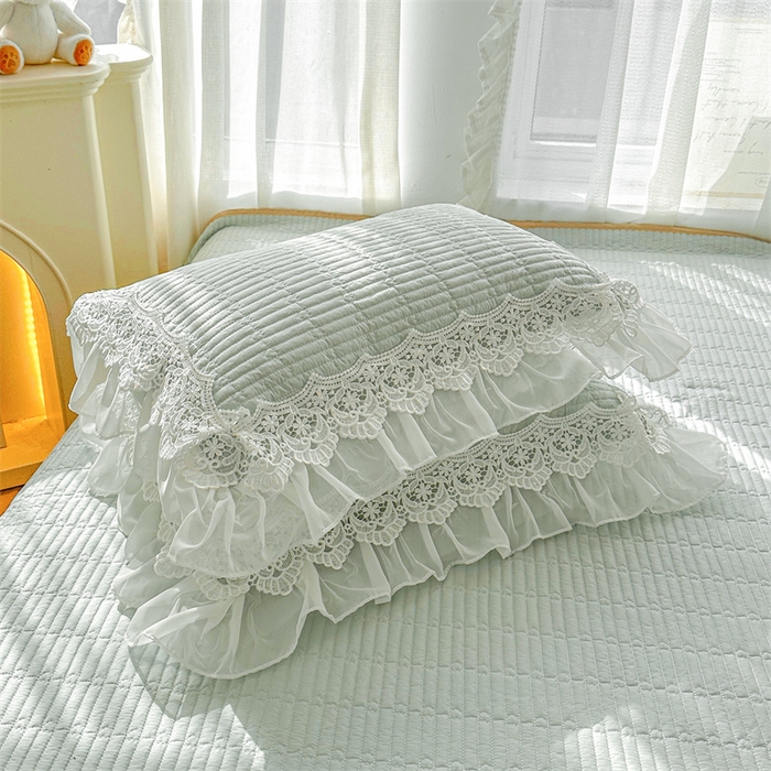 91家纺网 家纺一手货源 找家纺 虹星家纺 2024新款A类全棉夹棉床盖-洛香忆梦 洛香忆梦-薄荷绿