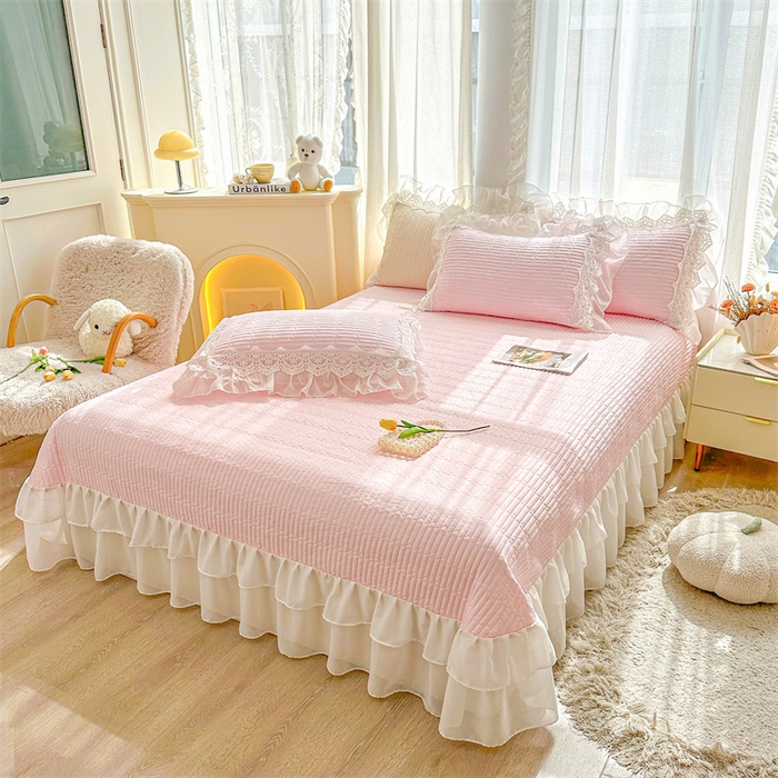 91家纺网 家纺一手货源 找家纺 虹星家纺 2024新款A类全棉夹棉床盖四件套-洛香忆梦 洛香忆梦-樱花粉