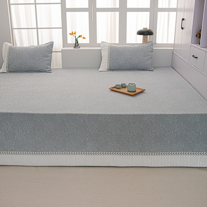 91家纺网 家纺一手货源 找家纺 手艺人家纺 2025新款雪尼尔提花复合炕盖榻榻米炕垫 XK3725灰