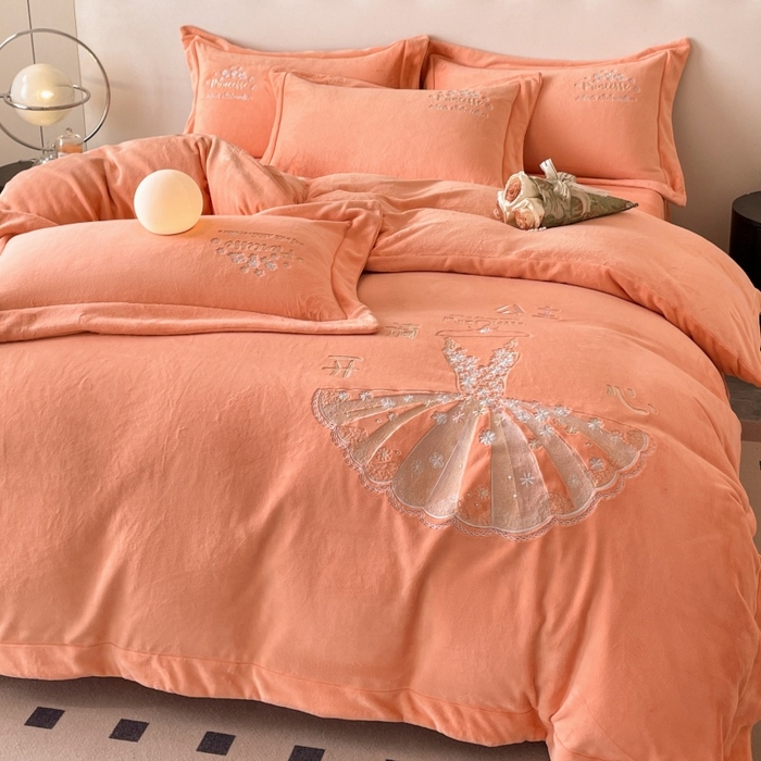 91家纺网 家纺一手货源 找家纺 新方向 2025新款全消光A类牛奶绒四件套-公主请开心2 公主请开心-桃玉