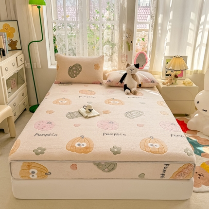 91家纺网 家纺一手货源 找家纺 （总）悦织湾家纺 2025新款加厚雪花绒印花床笠保暖牛奶绒床笠跨境专供外贸出口电商直播热销款