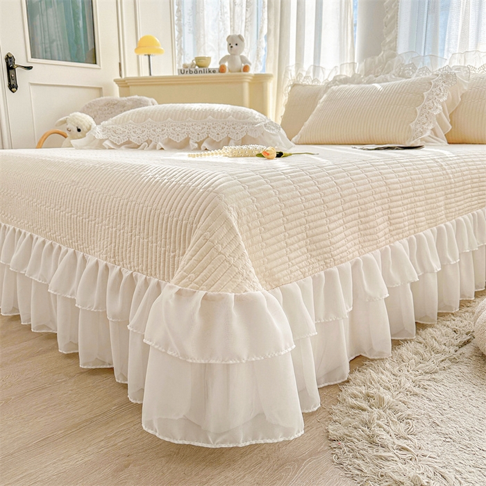 91家纺网 家纺一手货源 找家纺 虹星家纺 2024新款A类全棉夹棉床盖-洛香忆梦 洛香忆梦-浅米色