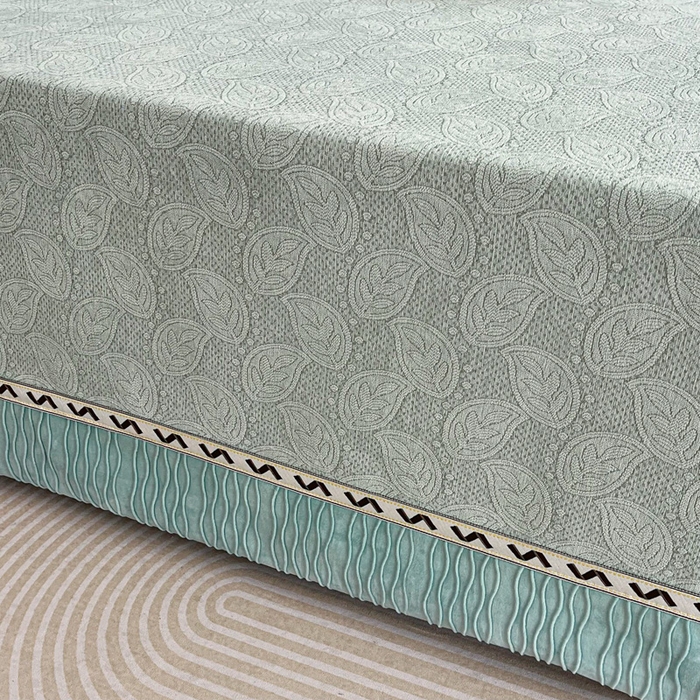 91家纺网 家纺一手货源 找家纺 手艺人家纺 2025新款雪尼尔提花复合炕盖榻榻米炕垫 XK3723绿