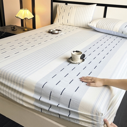 雅居纺家纺 2024新款100%全棉提花单床笠-如初 如初-蓝