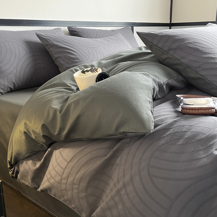 91家纺网 家纺一手货源 找家纺 雅居纺家纺 2024新款100%全棉三层纱提花四件套 圆舞曲