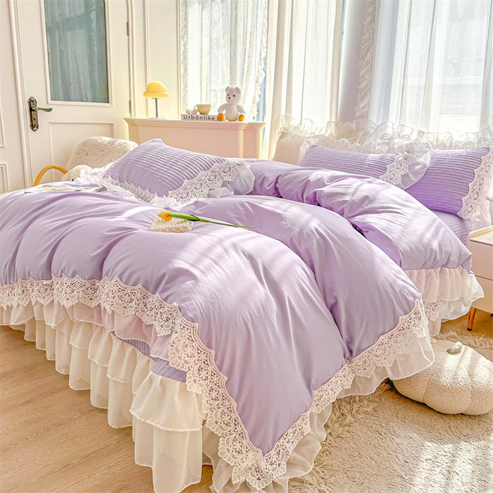 91家纺网 家纺一手货源 找家纺 虹星家纺 2024新款A类全棉夹棉床盖四件套-洛香忆梦 洛香忆梦-优雅紫