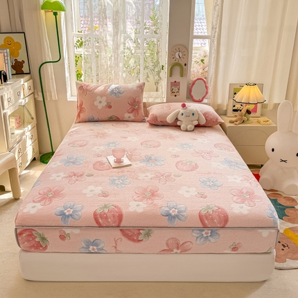 91家纺网 家纺一手货源 找家纺 （总）悦织湾家纺 2025新款加厚雪花绒印花床笠保暖牛奶绒床笠跨境专供外贸出口电商直播热销款