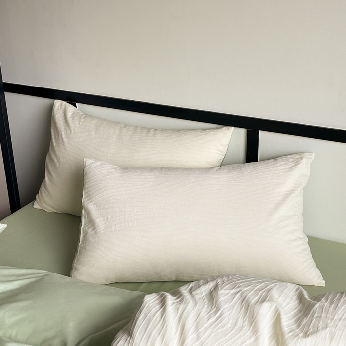 91家纺网 家纺一手货源 找家纺 雅居纺家纺 2024新款100%全棉三层纱提花四件套 波浪条