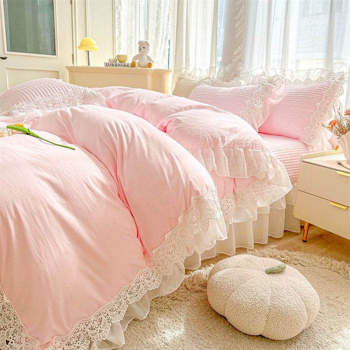 91家纺网 家纺一手货源 找家纺 虹星家纺 2024新款A类全棉夹棉床盖四件套-洛香忆梦 洛香忆梦-樱花粉