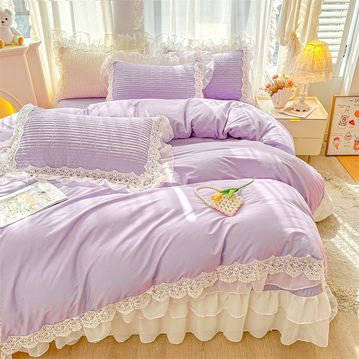 91家纺网 家纺一手货源 找家纺 虹星家纺 2024新款A类全棉夹棉床盖四件套-洛香忆梦 洛香忆梦-优雅紫