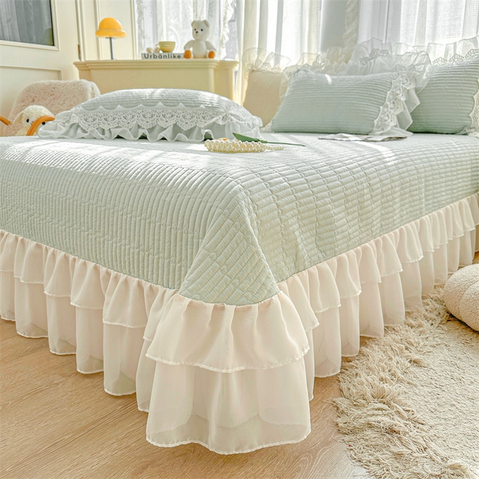 91家纺网 家纺一手货源 找家纺 虹星家纺 2024新款A类全棉夹棉床盖-洛香忆梦 洛香忆梦-薄荷绿