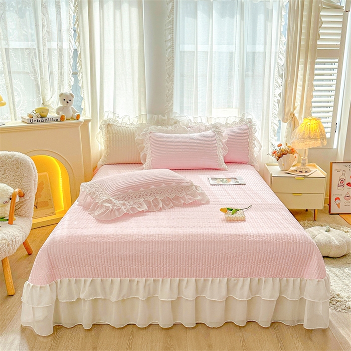 91家纺网 家纺一手货源 找家纺 虹星家纺 2024新款A类全棉夹棉床盖四件套-洛香忆梦 洛香忆梦-樱花粉