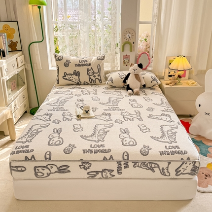 91家纺网 家纺一手货源 找家纺 （总）悦织湾家纺 2025新款加厚雪花绒印花床笠保暖牛奶绒床笠跨境专供外贸出口电商直播热销款