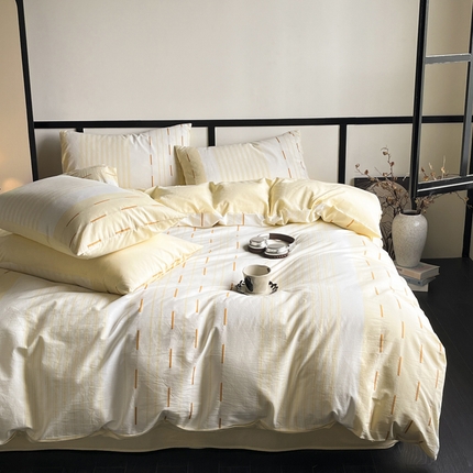 雅居纺家纺 2024新款100%全棉简约提花四件套 如初-黄