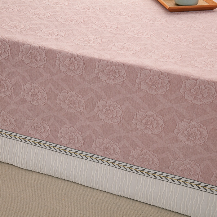 91家纺网 家纺一手货源 找家纺 手艺人家纺 2025新款雪尼尔提花复合炕盖榻榻米炕垫 XK3726粉