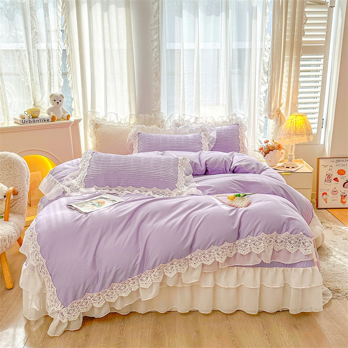 91家纺网 家纺一手货源 找家纺 虹星家纺 2024新款A类全棉夹棉床盖四件套-洛香忆梦 洛香忆梦-优雅紫