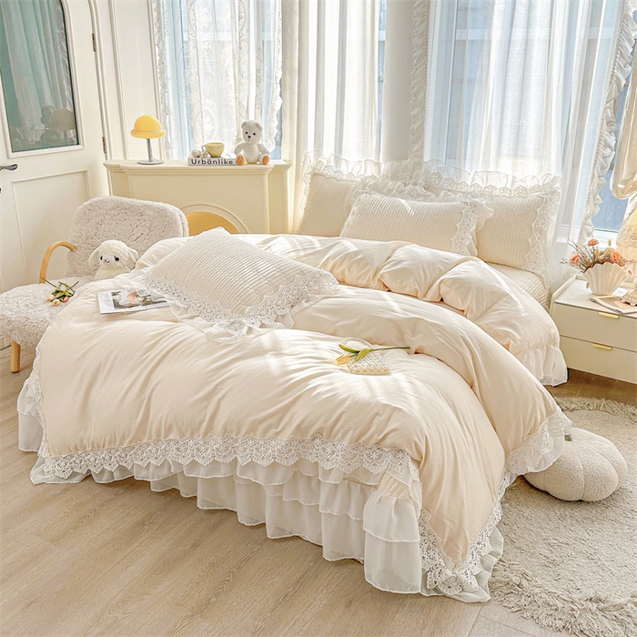 91家纺网 家纺一手货源 找家纺 虹星家纺 2024新款A类全棉夹棉床盖四件套-洛香忆梦 洛香忆梦-浅米色