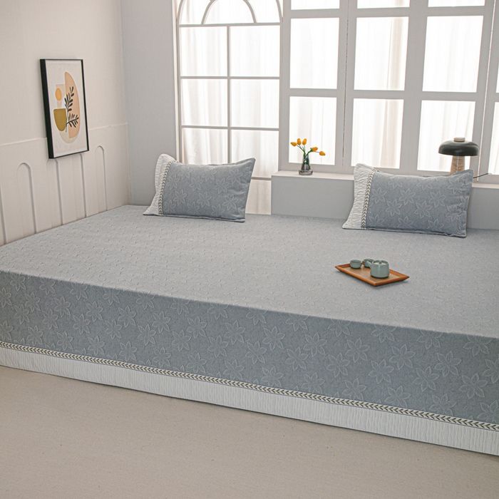 91家纺网 家纺一手货源 找家纺 手艺人家纺 2025新款雪尼尔提花复合炕盖榻榻米炕垫 XK3725灰