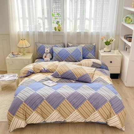 91家纺网 家纺一手货源 找家纺 2024直播热款水洗云朵棉四件套美式碎花简约风床单单品单被套  洛卡