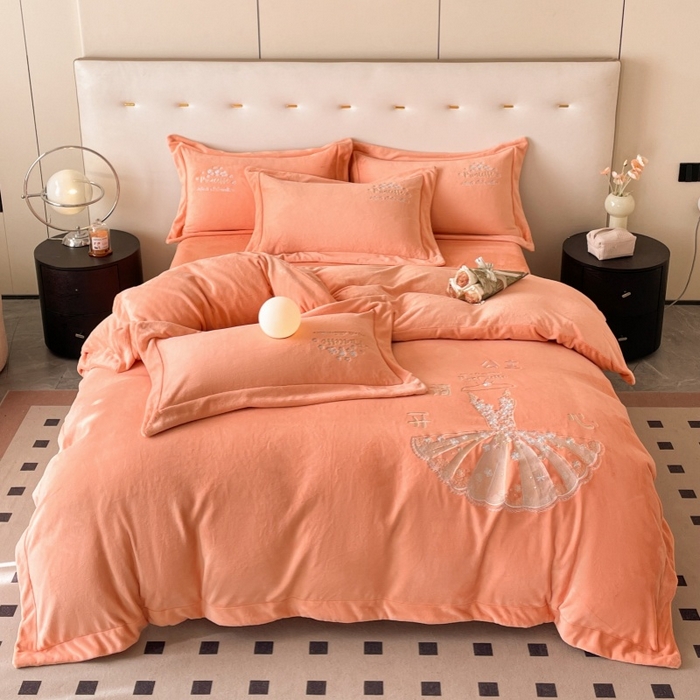 91家纺网 家纺一手货源 找家纺 新方向 2025新款全消光A类牛奶绒四件套-公主请开心2 公主请开心-桃玉