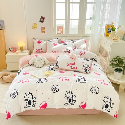 91家纺网 家纺一手货源 找家纺 （总）2024直播热款水洗云朵棉四件套美式碎花简约风床单单品单被套 