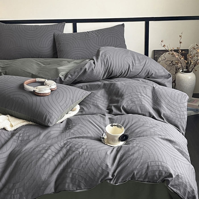 91家纺网 家纺一手货源 找家纺 雅居纺家纺 2024新款100%全棉三层纱提花四件套 圆舞曲