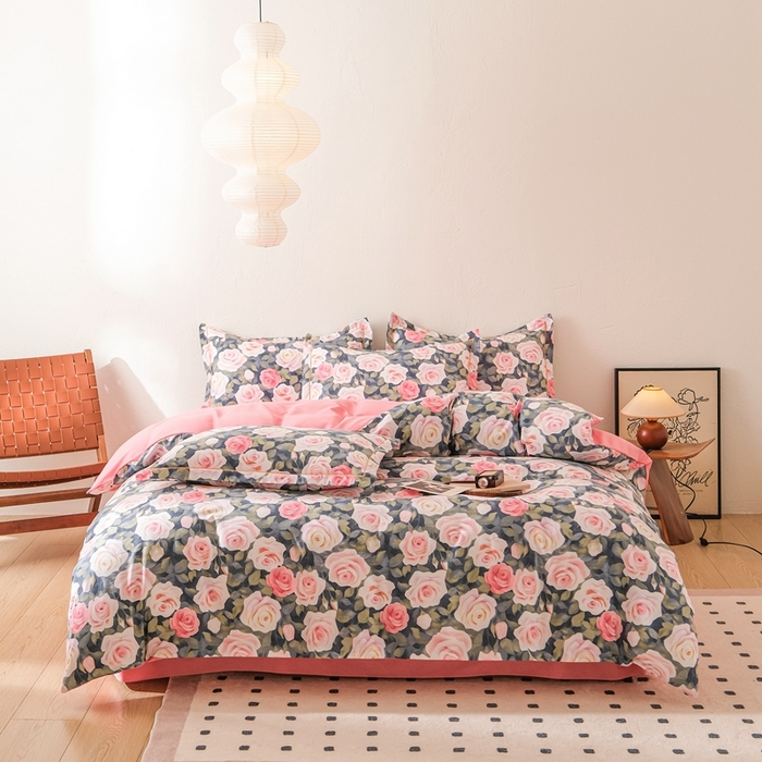 91家纺网 家纺一手货源 找家纺 萌宝老粗布 2025新直播加厚全棉活性磨毛四件套蔷薇庄园