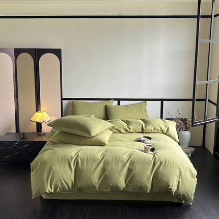 雅居纺家纺 2024新款100%全棉三层纱提花四件套 花菲花