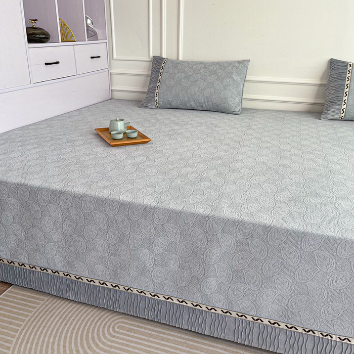 91家纺网 家纺一手货源 找家纺 手艺人家纺 2025新款雪尼尔提花复合炕盖榻榻米炕垫 XK3723灰