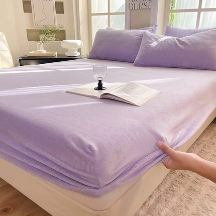 91家纺网 家纺一手货源 找家纺 （总）棉立方家纺 2023新款高克重超密防静电牛奶绒绒床笠三件套