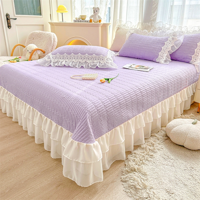 91家纺网 家纺一手货源 找家纺 虹星家纺 2024新款A类全棉夹棉床盖-洛香忆梦 洛香忆梦-优雅紫