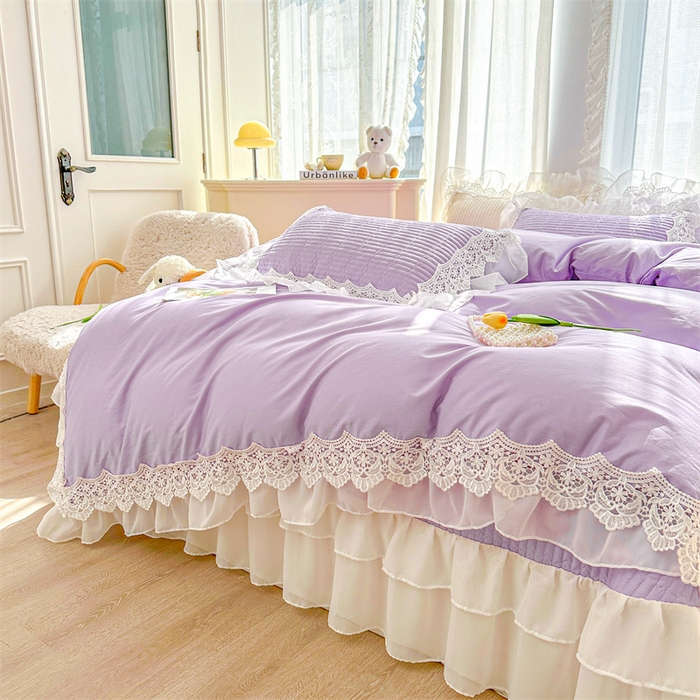 91家纺网 家纺一手货源 找家纺 虹星家纺 2024新款A类全棉夹棉床盖四件套-洛香忆梦 洛香忆梦-优雅紫