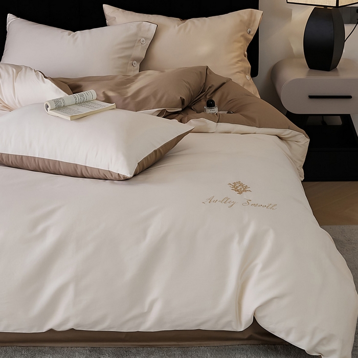 91家纺网 家纺一手货源 找家纺 2024新款60S长绒棉珊瑚绣花款四件套-告白系列（常规版） 告白-米咖