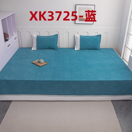 91家纺网 家纺一手货源 找家纺 手艺人家纺 2025新款雪尼尔提花复合炕盖榻榻米炕垫 XK3725蓝