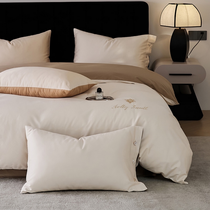 91家纺网 家纺一手货源 找家纺 2024新款60S长绒棉珊瑚绣花款四件套-告白系列（常规版） 告白-米咖