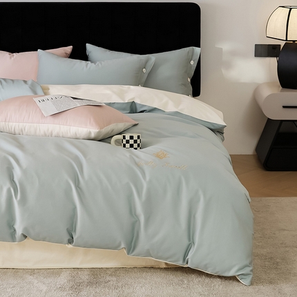 2024新款60S长绒棉珊瑚绣花款四件套-告白系列（常规版） 告白-湖绿