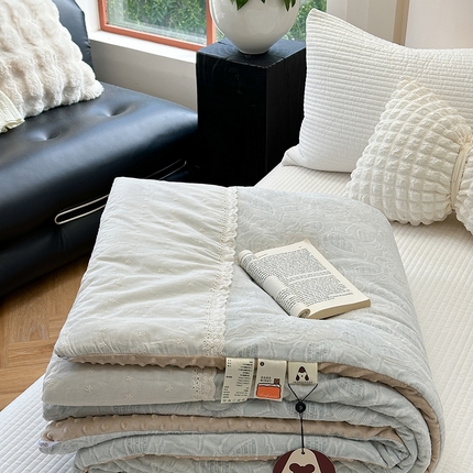 91家纺网 家纺一手货源 找家纺 （总）U被家纺 2025新款亲肤舒适法式贴边韩国绒豆豆被被子被芯